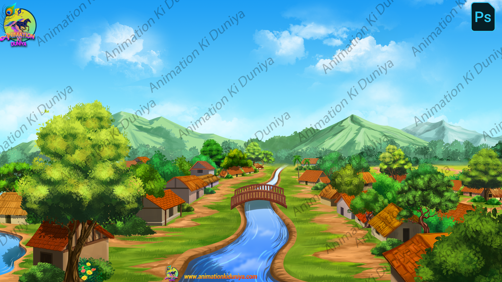Village Background - Top View Background - Top village Background - River bg -Quality 4k