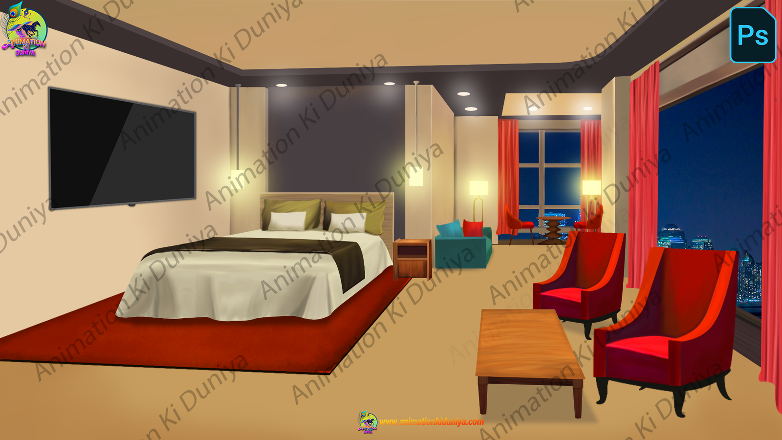 Inside Bedroom - Inside Hall - Interior Room  Background