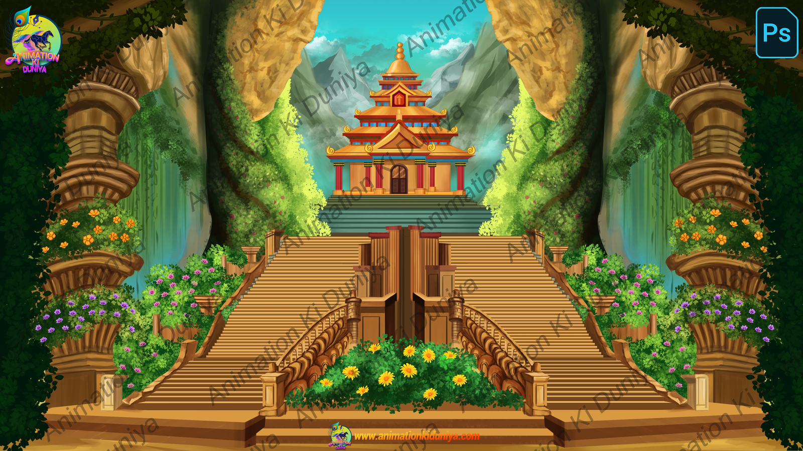 Mountain Mandir - Mandir Background
