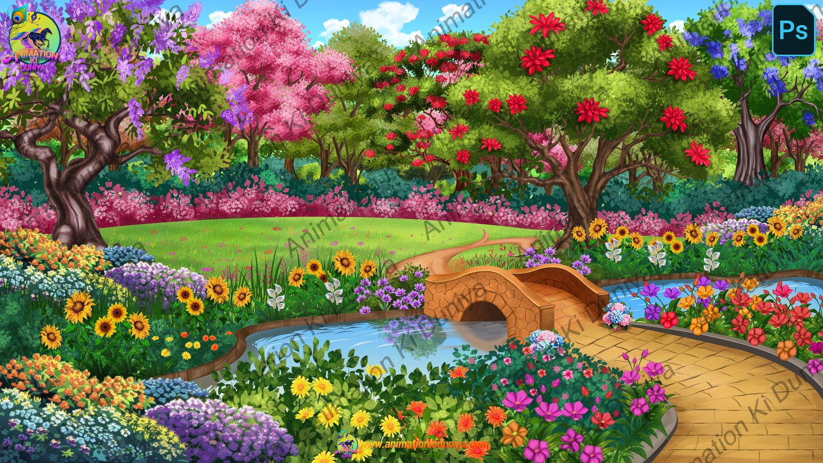 Flower Garden Background - Garden PSD Background