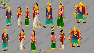 Raja (King) and Rani (Queen) Animated Characters