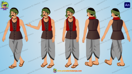Indian Village Man Animated Human Character
