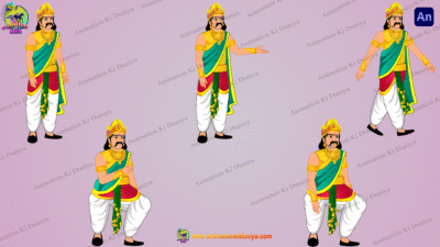Raja Cartoon Character Village Animated Background