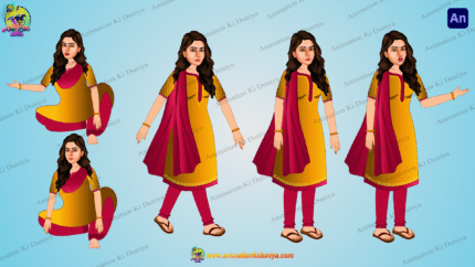 Indian Village Girl Animated Human Character