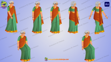 Indian Village Old Woman Animated Human Character