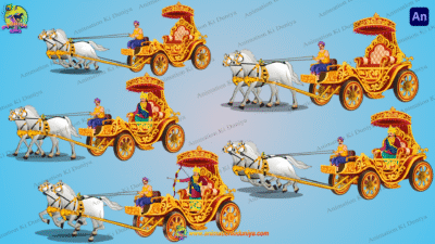 Indian New Golden Rath (Chariot) Vehicle and Horses Charioteer Raja