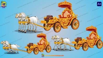 Indian New Golden Rath (Chariot) Vehicle and Horses