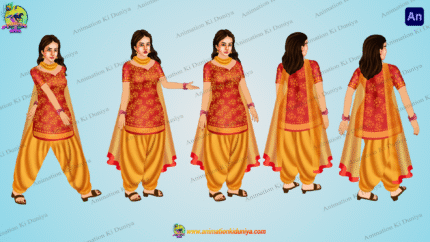 Indian Village Girl Animated Human Character