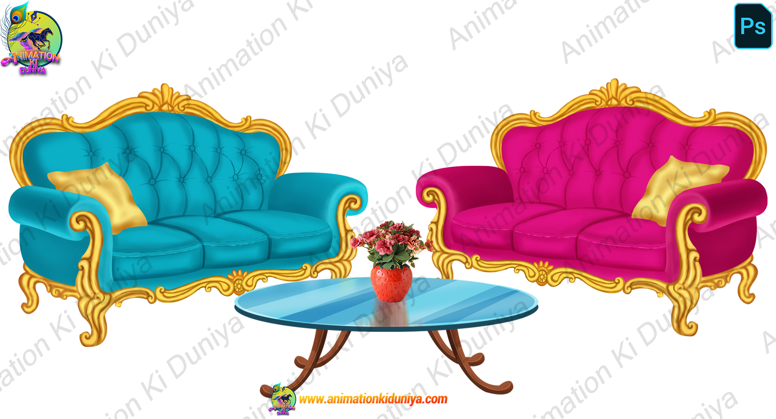 Sofa High Quality PSD Assets ( Chair , Kurshi , Table , Tea Table , Sofa )