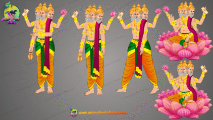 Brahma Dev Cartoon Character “PSD and Animated”
