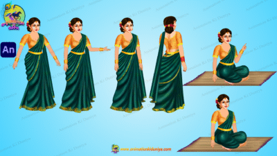 Indian Village Woman Animated Human Character