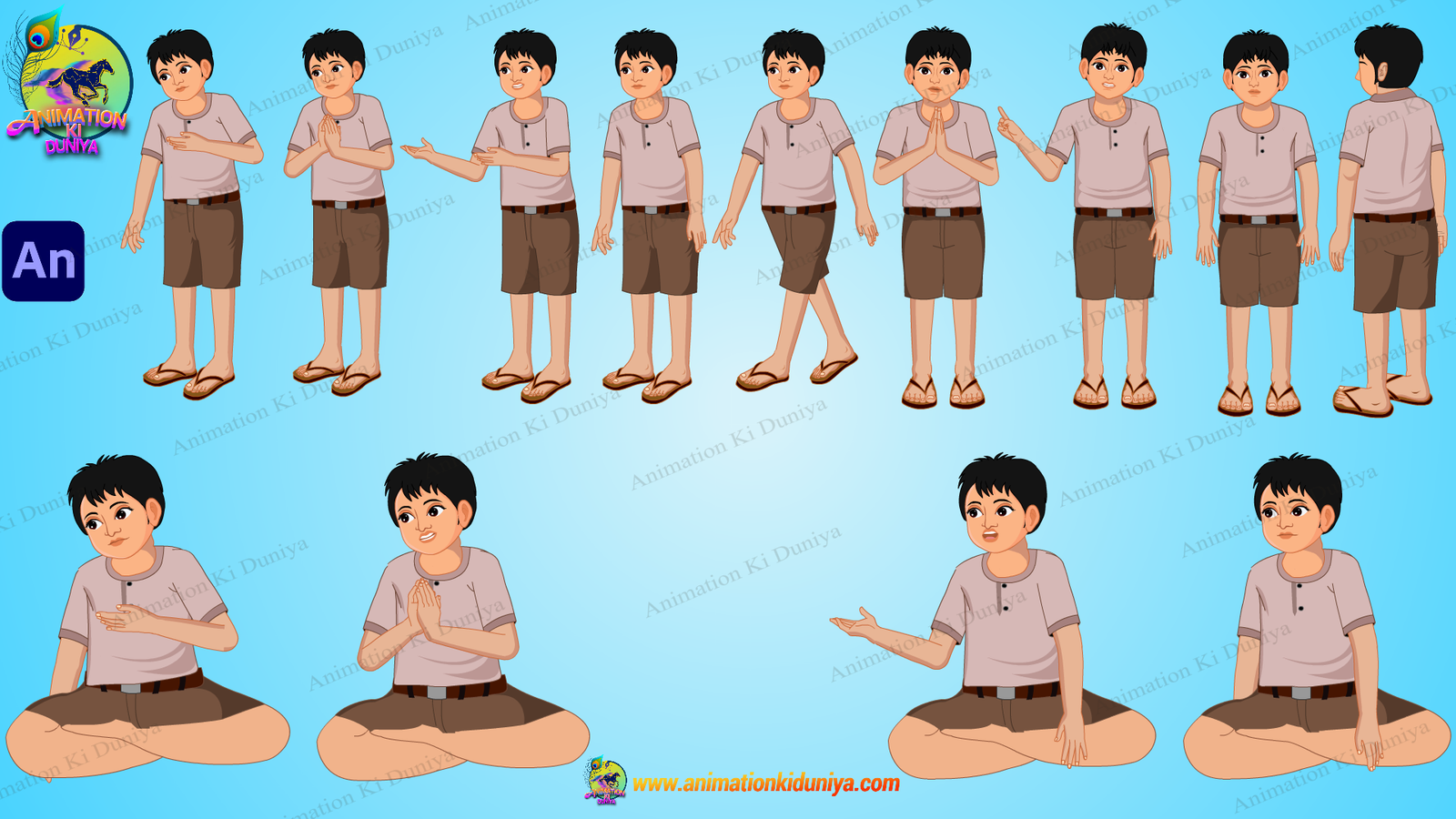 Indian Village Boy Animated Human Character