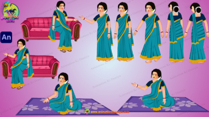 Indian Village Woman Animated Human Character