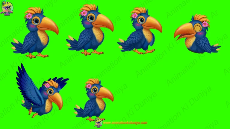 Green Screen Blue Toucan Bird Character Multi-Pose Video | Animation Ki Duniya