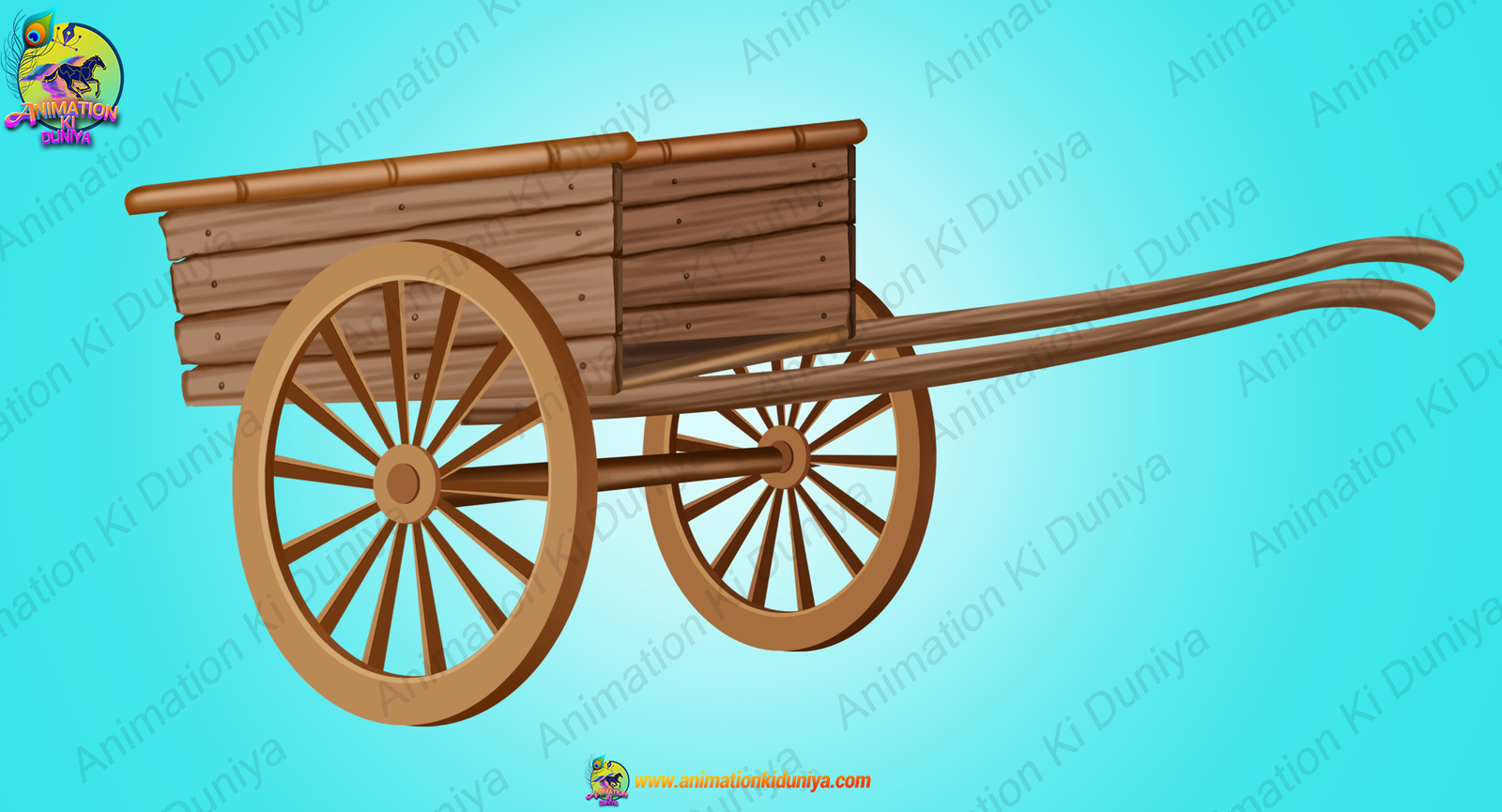 Cow cart.jpg Cow Cart ( Bail Gadi ) 2D Prop for Animation | Animation Ki Duniya - Image 1
