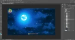 Night Sky with Full Moon and Stars PSD Background for Animation | Animation Ki Duniya - Image 2