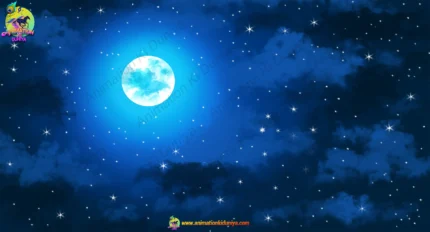 Night Sky with Full Moon and Stars PSD Background for Animation | Animation Ki Duniya