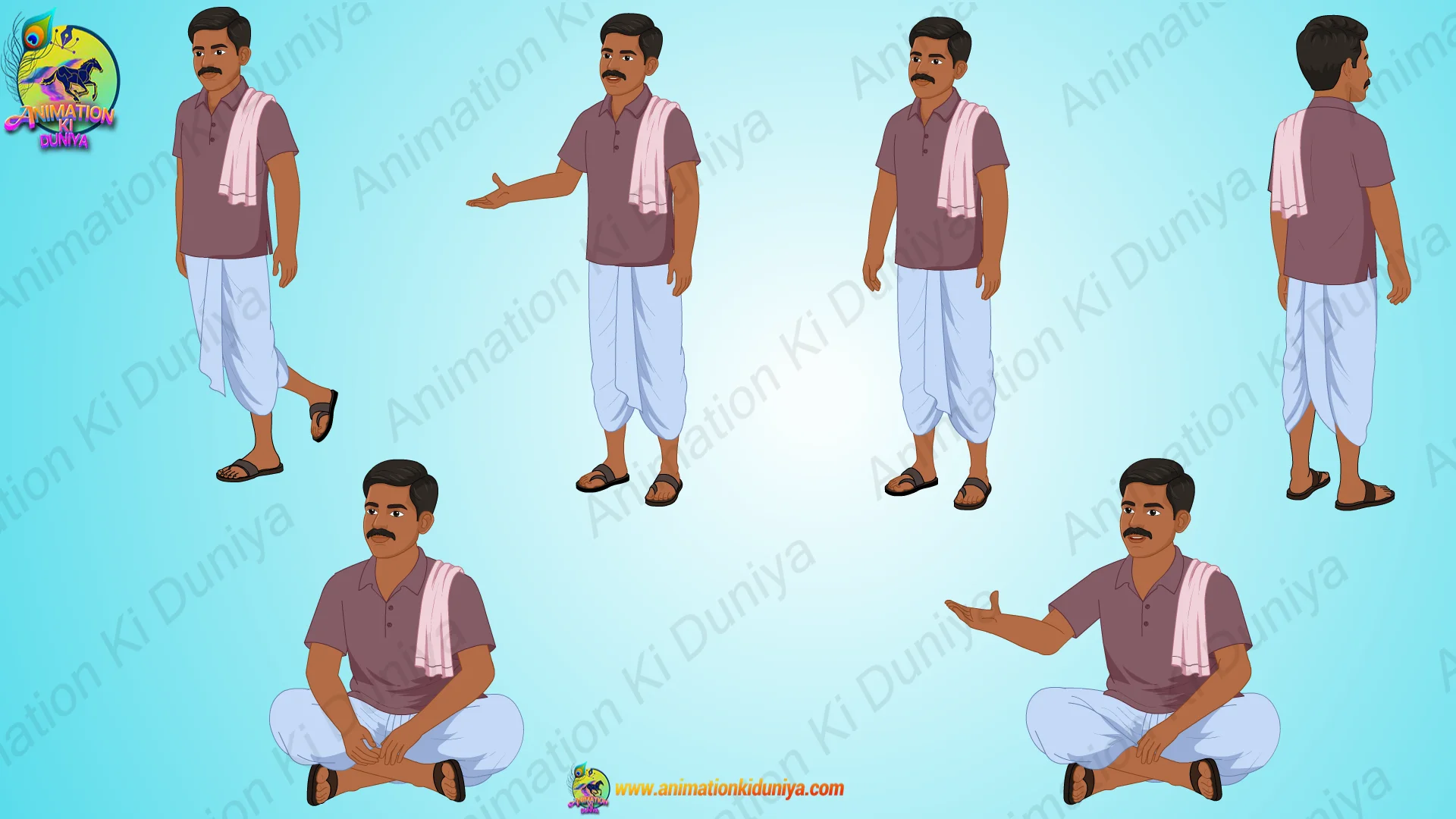 Thelewala Village Man Cartoon Character | Animation Ki Duniya - Image 1