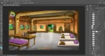 Indian Ashram Interior Background PSD – Traditional Sage Kutir | Animation Ki Duniya - Image 3