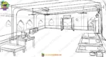Indian Ashram Interior Background PSD – Traditional Sage Kutir | Animation Ki Duniya - Image 2