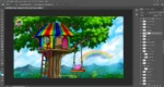 Rainbow Tree House with Swing ( Birds ) PSD Background | Animation Ki Duniya - Image 3