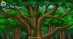 Cartoon Jungle Tree Branches ( Dal tree birds background ) and Canopy Background PSD