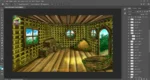 Green Bamboo Hut Interior with Vines ( Birds ) PSD Background | Animation Ki Duniya - Image 2