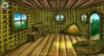 Green Bamboo Hut Interior with Vines ( Birds ) PSD Background | Animation Ki Duniya