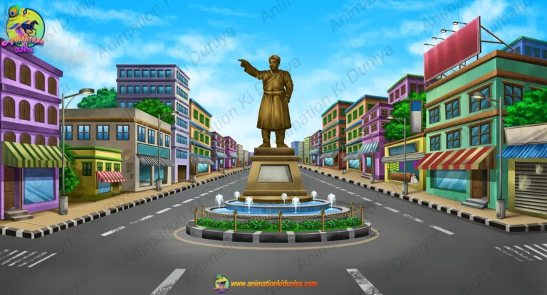 City Square ( City background )Statue and Fountain PSD Background | Animation Ki Duniya