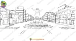 City Square ( City background )Statue and Fountain PSD Background | Animation Ki Duniya - Image 2