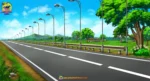Highway Road with Street Lights PSD Background for Animation | Animation Ki Duniya
