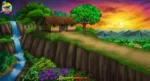 Mountain House and Waterfall PSD Background for Animation | Animation Ki Duniya - Image 3