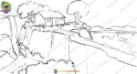 Mountain House and Waterfall PSD Background for Animation | Animation Ki Duniya - Image 2