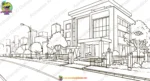 Modern Corporate Office Building Exterior PSD Background for Animation | Animation Ki Duniya - Image 2