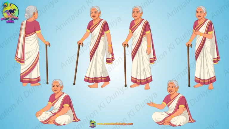 Indian Village Old Woman ( Dadi ) Character | Animation Ki Duniya