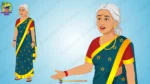 Elderly Woman in Teal Saree Character Multi-Pose Set| Animation Ki Duniya - Image 4