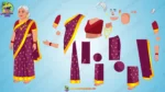 Elderly Woman in Purple Saree Character Multi-Pose Set| Animation Ki Duniya (Copy) - Image 3