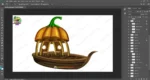 Magical Pumpkin Boat Prop PSD Asset for Animation - Image 3