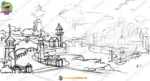 Magical Princess Kingdom ( Pari Lok ) and Floating Islands PSD Background | Animation Ki Duniya - Image 2