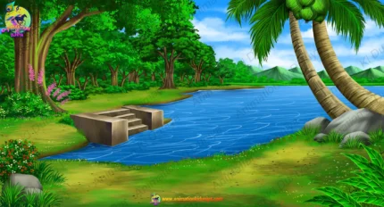 River Ghat and Forest Nature ( River Jungle ) PSD Background | Animation Ki Duniya