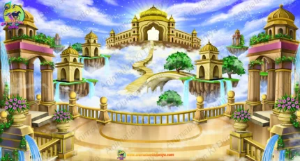 Swarg Lok and Heavenly Palace PSD Background for Animation | Animation Ki Duniya