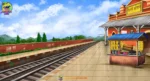 Indian Railway Station Side View PSD Background for Animation | Animation Ki Duniya