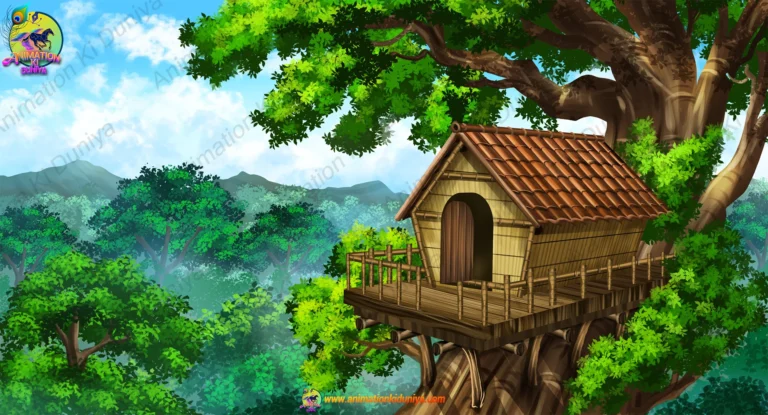 Birds Tree House in Forest PSD Background for Animation | Animation Ki Duniya