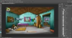Village House Interior Blue Room ( Inside Poor Room ) PSD Background | Animation Ki Duniya - Image 3
