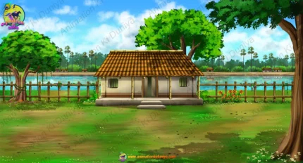 Village House Exterior 4 Scenes PSD Bundle (Day, Night, Evening, Rain) | Animation Ki Duniya
