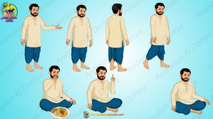 Chubby Village Man Character Multi-Pose Set | Animation Ki Duniya (Copy) (Copy)