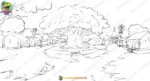 Village Scene Chaupal, Kua and Mandir 2D Background for Animation | Animation Ki Duniya - Image 2