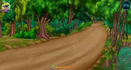 Jungle Path & Forest Road Background for Story Animation (PSD & PNG)