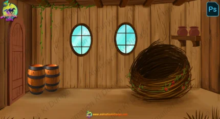 Indian Cartoon Bird House Interior Background PSD & PNG