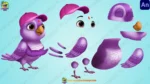 Cute Purple Bird Character Rigged FLA File - Image 2